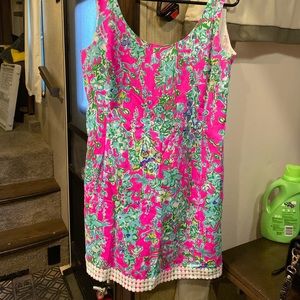 Lilly Pulitzer dress in pop pink southern charm